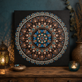Awakening hand-painted dot art mandala, full artwork view