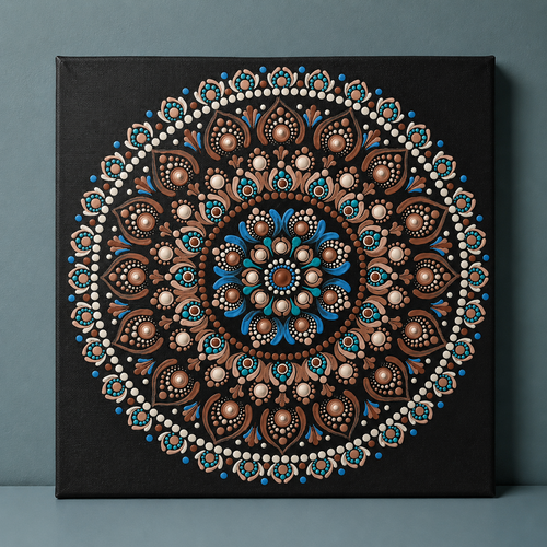Awakening hand-painted dot art mandala, alternate artwork view