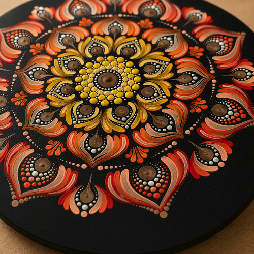 Ember hand-painted dot art mandala, alternate artwork view
