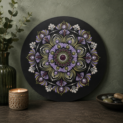 Grace hand-painted dot art mandala, full artwork view