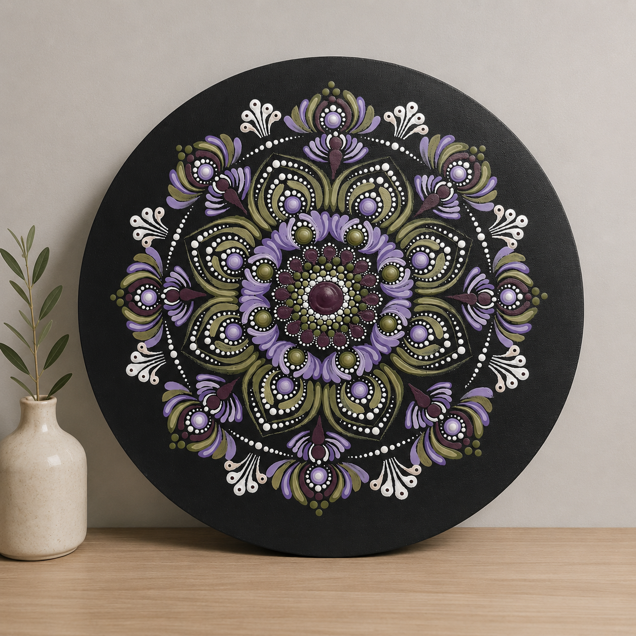 Grace hand-painted dot art mandala, alternate artwork view