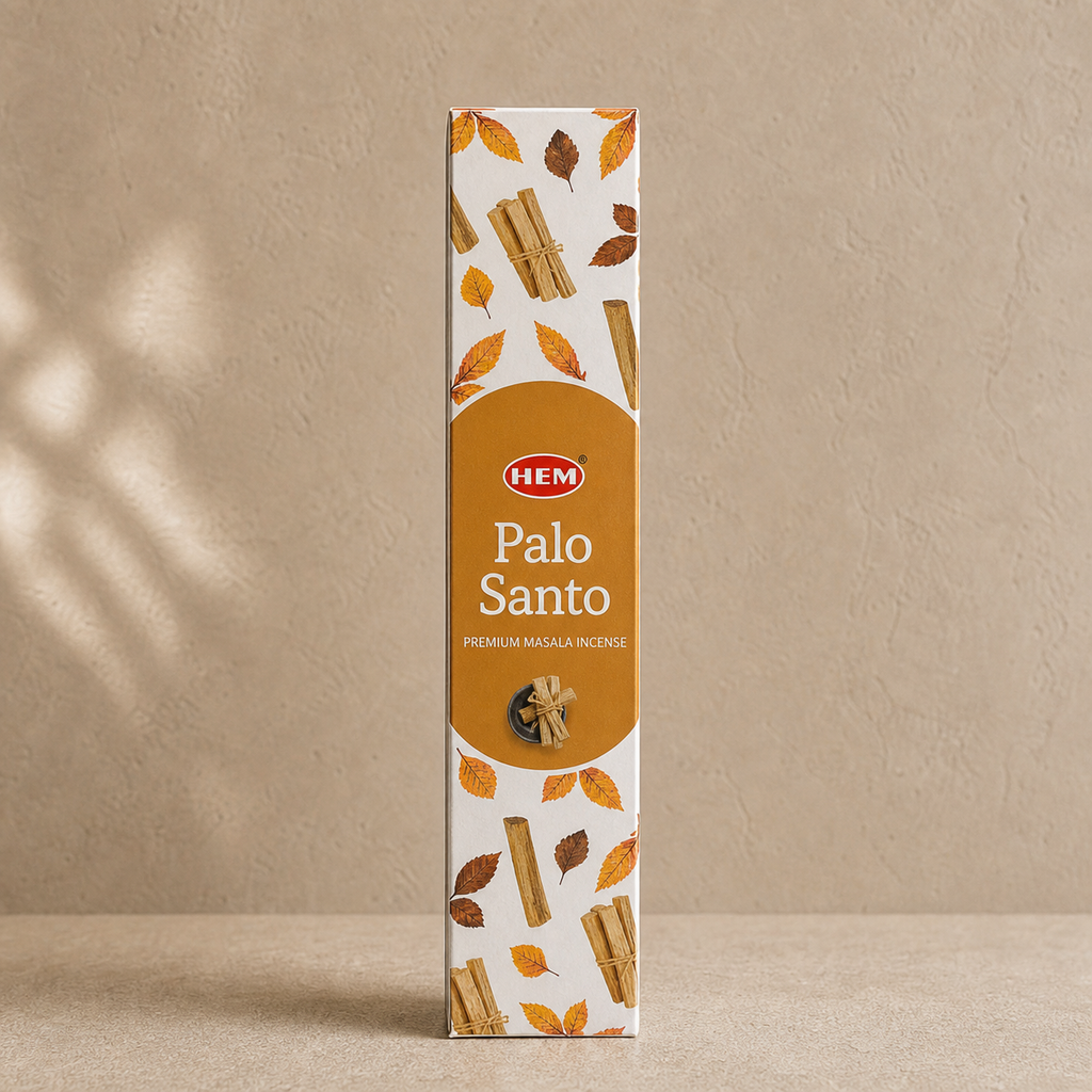 HEM Palo Santo premium masala incense packaging and sticks