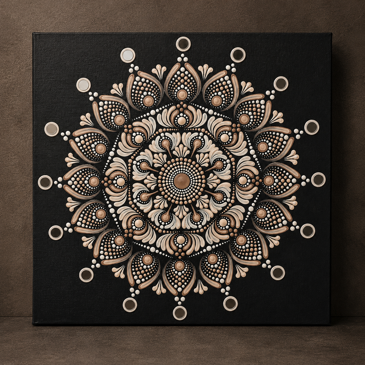 Harmony hand-painted dot art mandala, full artwork view