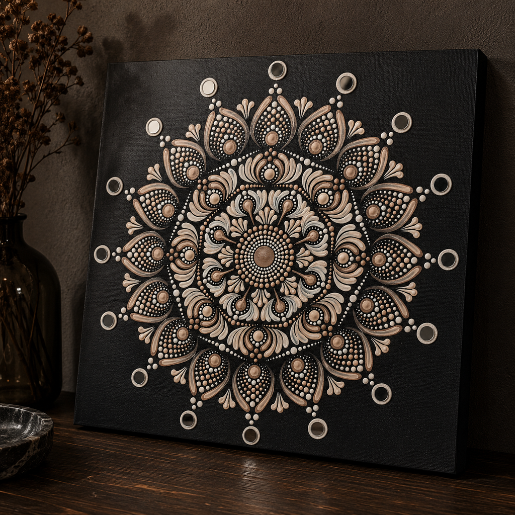 Harmony hand-painted dot art mandala, alternate artwork view
