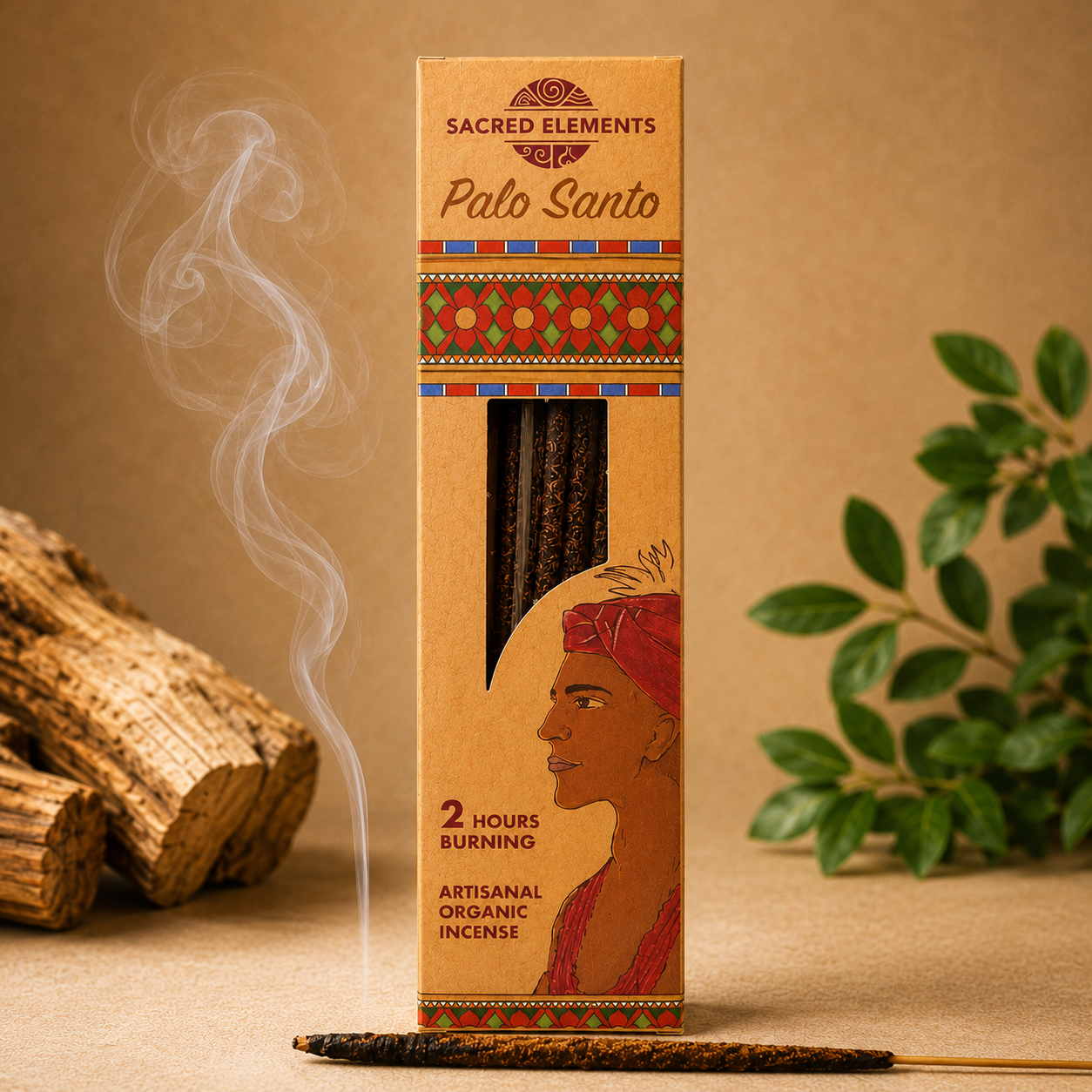 Sacred Elements - PALO SANTO incense packaging and sticks