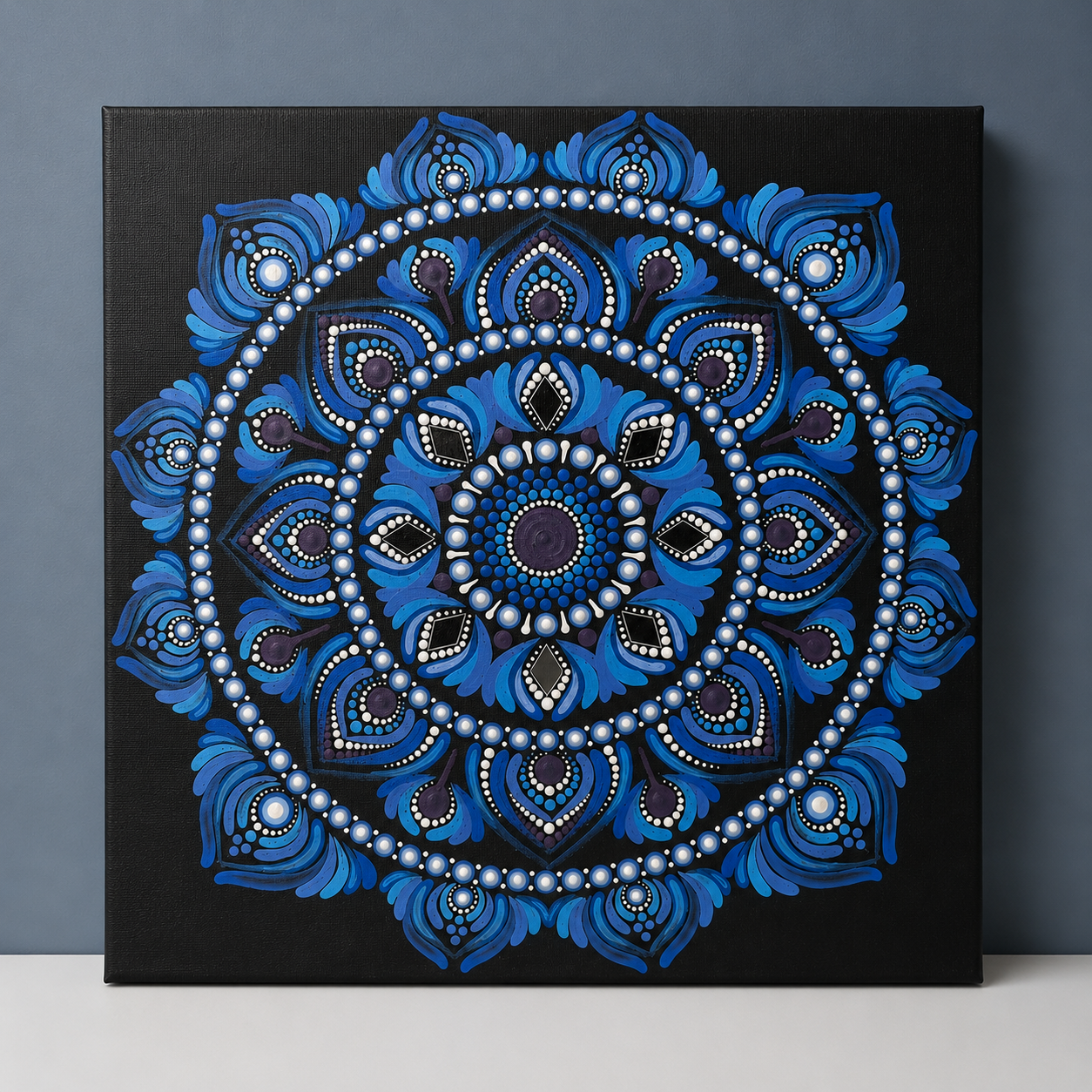 Reflection hand-painted dot art mandala, alternate artwork view