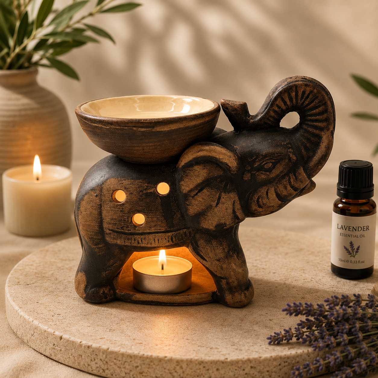 Elephant wax melt and essential oil burner, alternate product view